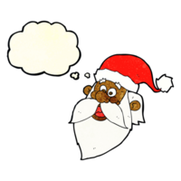 cartoon jolly santa claus face with thought bubble png