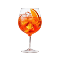 Realistic Aperol Spritz cocktail in the glass with slice of orange and ice cubes, isolated on transparent background png