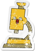 verontruste sticker van een schattige cartoonmicroscoop png