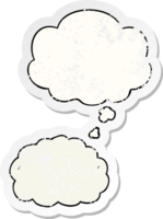 cartoon cloud with thought bubble as a distressed worn sticker png