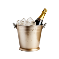 champán botella en el cesta con hielo cubitos png