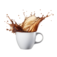 Weiß Tasse von Tee oder Kaffee mit Spritzer, isoliert realistisch Illustration png