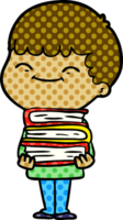 cartoon happy boy with books png