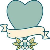 iconic tattoo style image of a heart and banner png