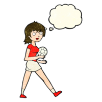 cartoon soccer girl with thought bubble png