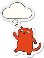 cartoon cat with thought bubble as a printed sticker png