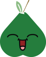 flat color retro cartoon of a pear png