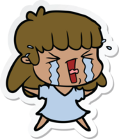 sticker of a cartoon woman crying png