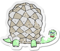 retro distressed sticker of a cartoon tortoise png