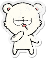 distressed sticker of a bored polar bear cartoon png