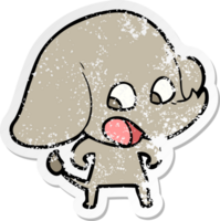 distressed sticker of a cute cartoon elephant png