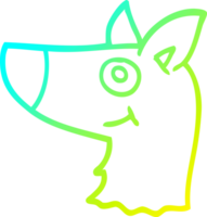 du froid pente ligne dessin de une dessin animé content chien visage png