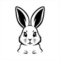a black and white drawing of a rabbit or bunny with a big ears vector