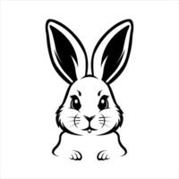 a black and white drawing of a rabbit or bunny with a big ears vector