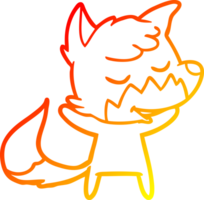 warm gradient line drawing of a friendly cartoon fox png