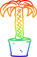 rainbow gradient line drawing of a cartoon potted plant png