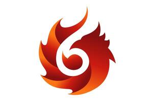 Eagle fire logo with circle shape, orange flame color. vector