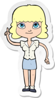 sticker of a cartoon woman with idea png