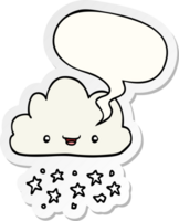 desenho animado tempestade nuvem com discurso bolha adesivo png