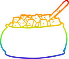 rainbow gradient line drawing of a cartoon sugar bowl png