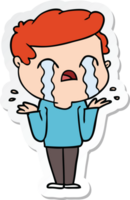 sticker of a cartoon man crying png