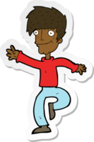 sticker van een cartoon gelukkige man die danst png