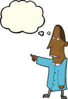 cartoon ugly man pointing with thought bubble png