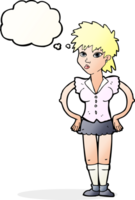 cartoon woman with hands on hips with thought bubble png