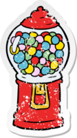 distressed sticker of a cartoon gumball machine png