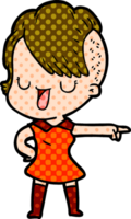 cute cartoon girl with hipster haircut png