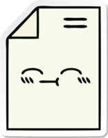 sticker of a cute cartoon sheet of paper png