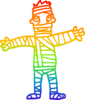 arco Iris gradiente linha desenhando do uma desenho animado homem dentro ataduras png