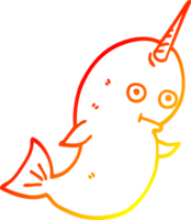 warm helling lijn tekening van een tekenfilm wit narwal png