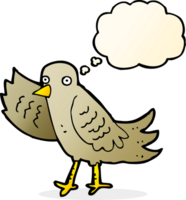 cartoon waving bird with thought bubble png