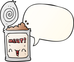 tecknad serie konserverad kött med Tal bubbla i slät lutning stil png