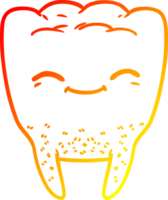 warm Gradient Linie Zeichnung von ein Karikatur Zahn png