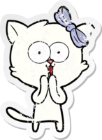 distressed sticker of a cartoon cat png