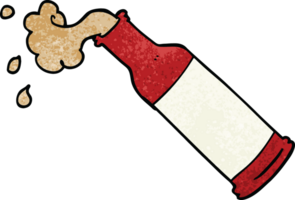 cartoon doodle foaming beer bottle png