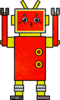 retro grunge texture cartoon of a robot png