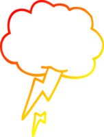 warm gradient line drawing of a cartoon thunder and lightening png