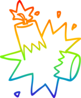 rainbow gradient line drawing of a cartoon dynamite png