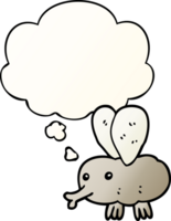 cartoon fly with thought bubble in smooth gradient style png