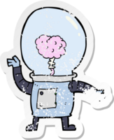 retro distressed sticker of a cartoon robot cyborg png