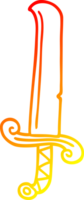 warm gradient line drawing of a cartoon long sword png