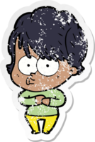 distressed sticker of a cartoon woman png