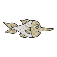 hand drawn comic book style cartoon swordfish png