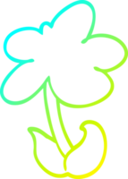 cold gradient line drawing of a cute cartoon flower png