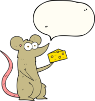 hand drawn speech bubble cartoon mouse with cheese png