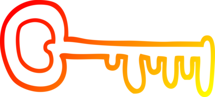 warm gradient line drawing of a cartoon gold key png