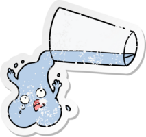 verontrust sticker van een gieten water tekenfilm png